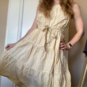 Yellow and White Striped Dress